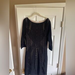 Calvin Klein black boat neck style dress with nude lining